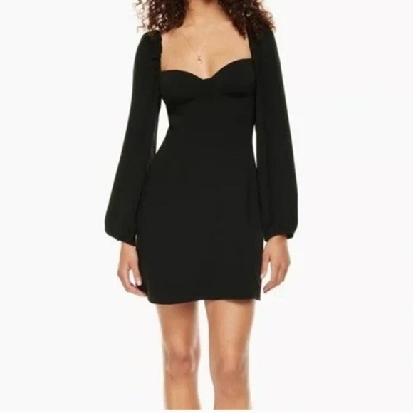 Aritzia Wilfred Novella Mini Slit Dress Elegant Black Women's Dress Sz 8 - Picture 2 of 16